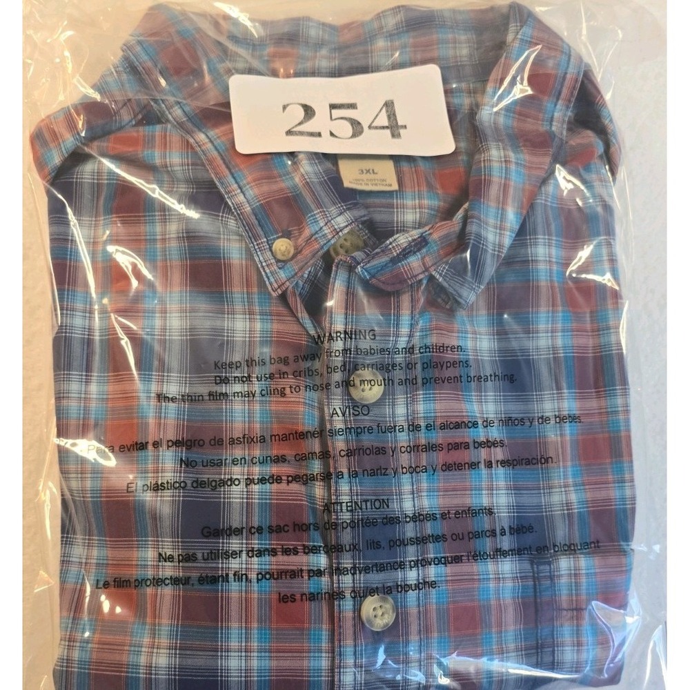 Duluth Trading Relaxed Fit Men's 3XL Plaid Short Sleeve Bugand Tall - Picture 9 of 9